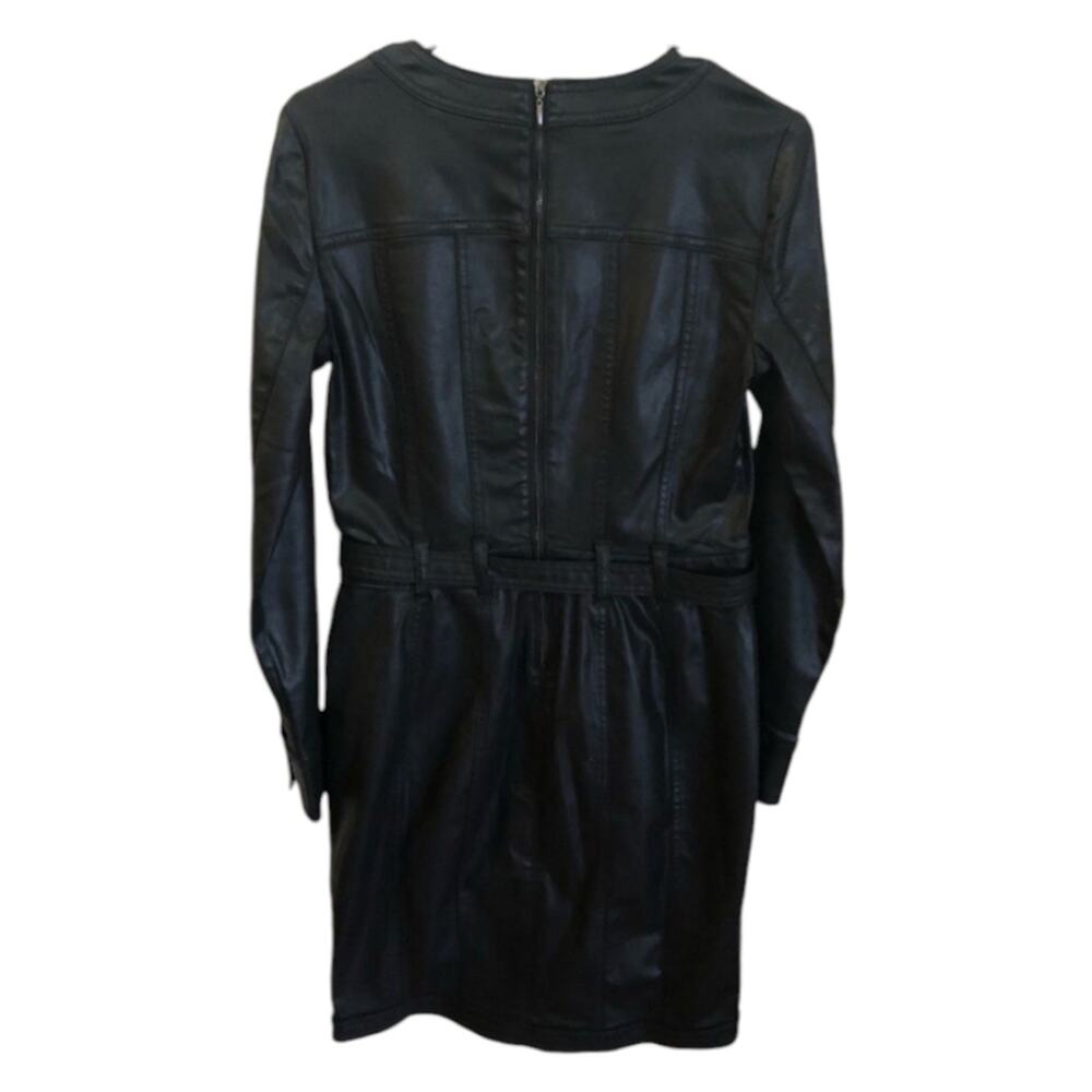 White House Black Market Black Long Sleeve Coated Denim Shirt Dress size 14 New - Picture 5 of 11